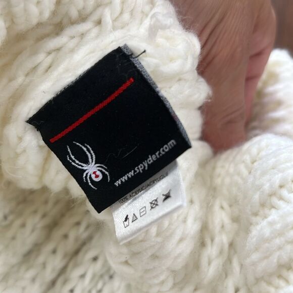 Unisex Cream Float Stitch Knit Beanie Wide Cuff Winter Hat One Size Spyder - Picture 5 of 8